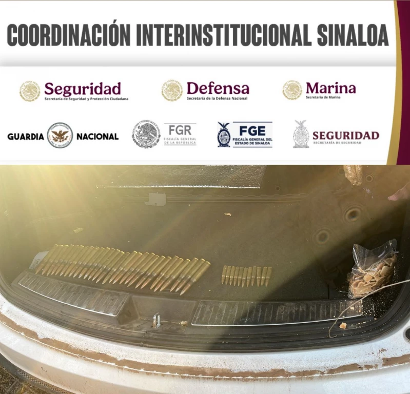 Aseguran vehículo con municiones