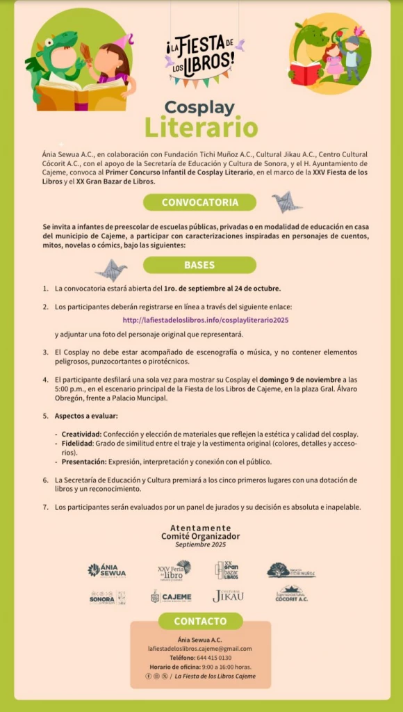 Personajes literarios cobrarán vida en Cajeme