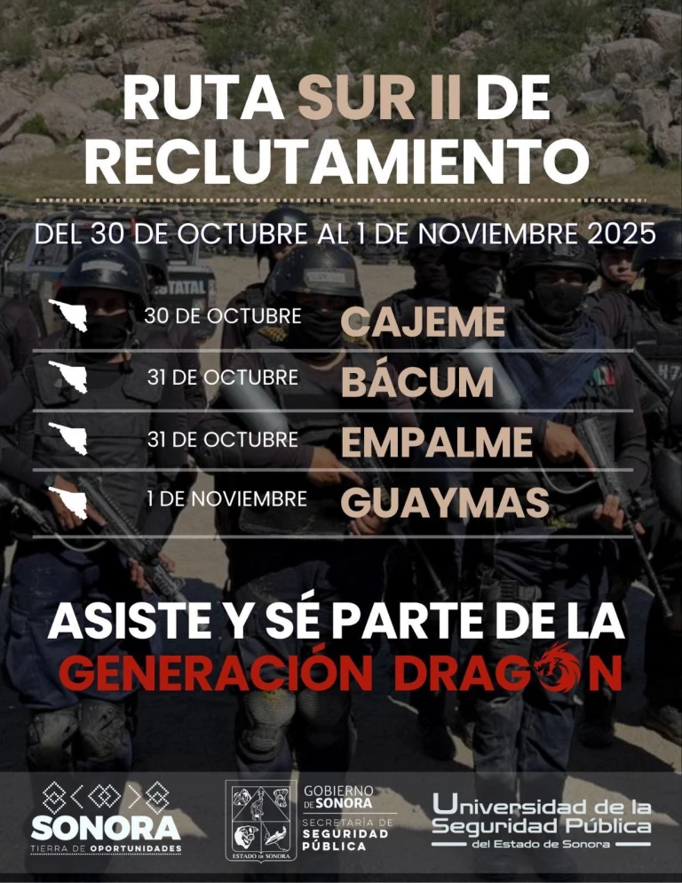 Gobierno de Sonora invita a jóvenes del sur del estado a formarse como policías de proximidad
