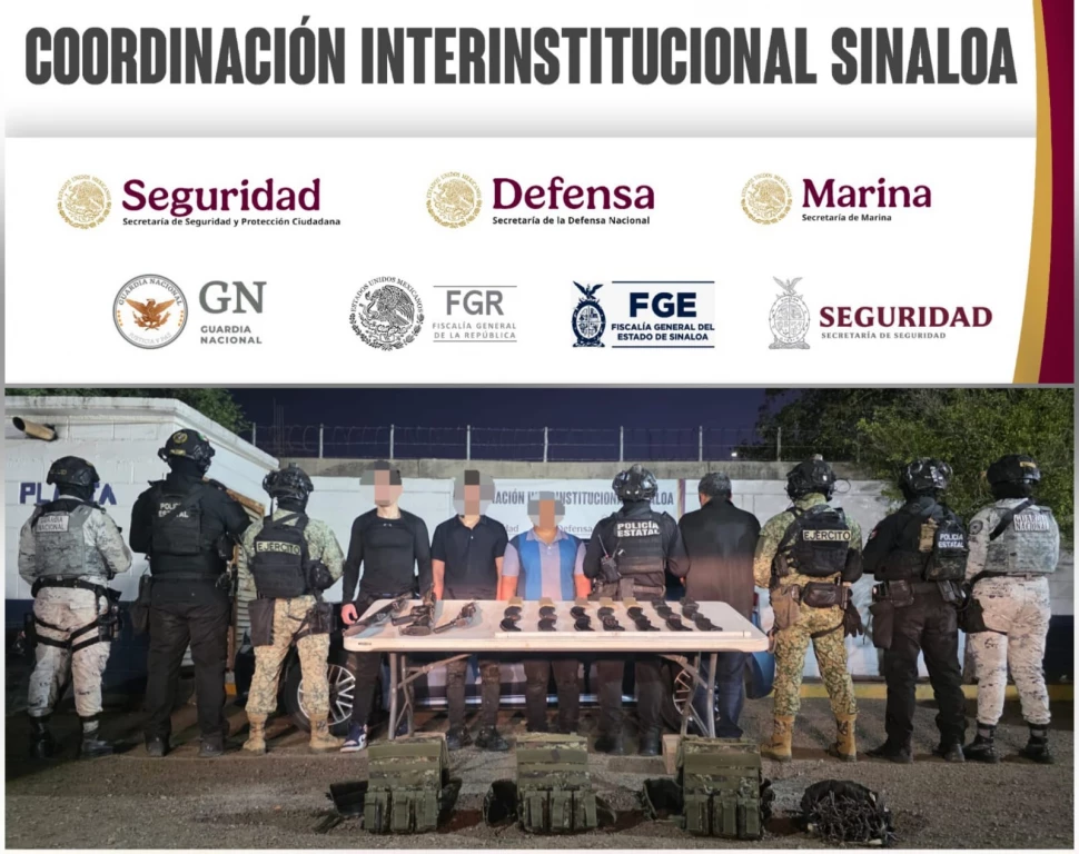 En posesión de fusiles, cargadores, cartuchos, equipo táctico, ponchallantas y un vehículo con reporte de robo, el Grupo Interinstitucional detiene a tres civiles