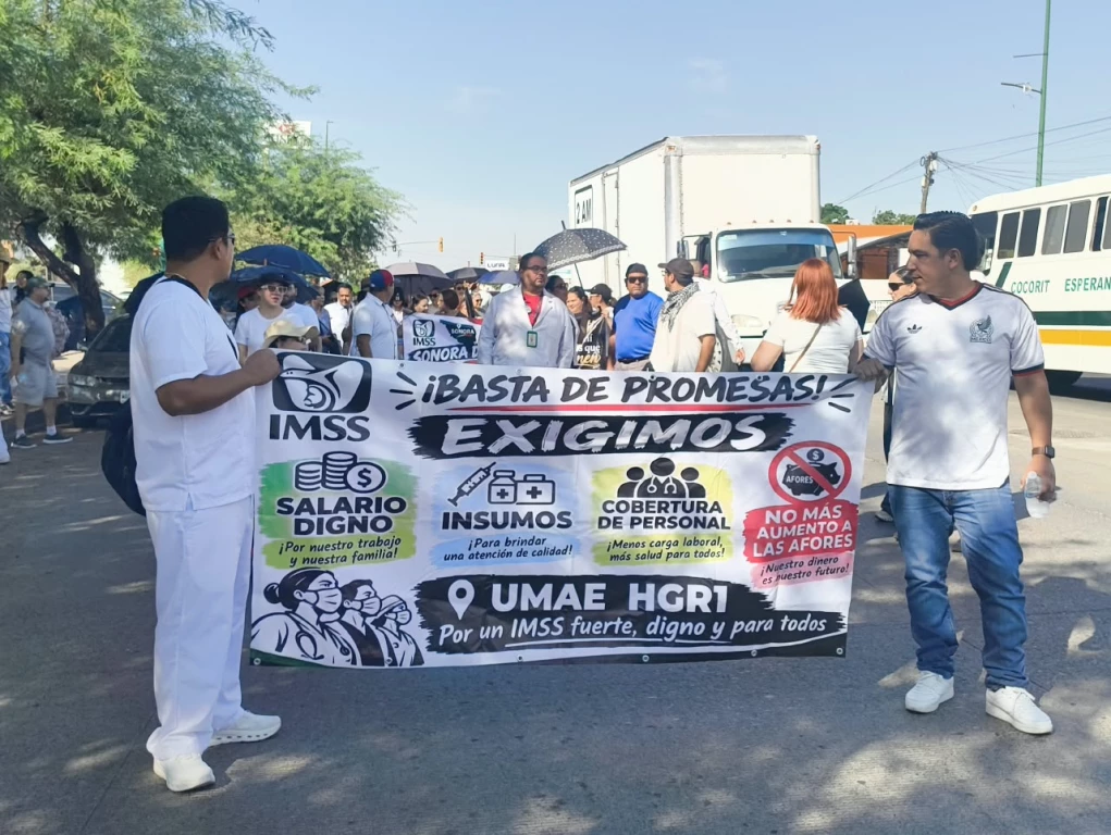 Se suma Cajeme a mega marcha nacional de trabajadores del IMSS