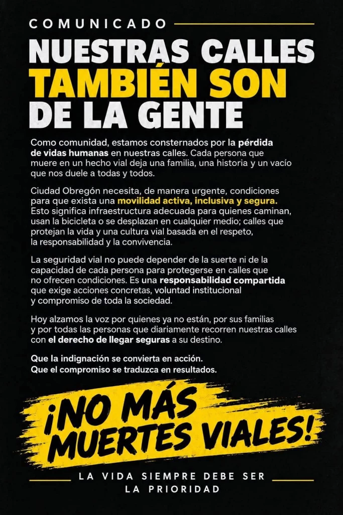 Exige la agrupación "Obr en Bici" infraestructura y seguridad vial tras la muerte de ciclista en el Centro