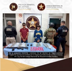 Operativo conjunto asegura droga, arma y detiene a dos personas en Cajeme