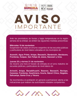 SEC suspende clases vespertinas y ajusta horarios por lluvias y marcado descenso de temperatura
